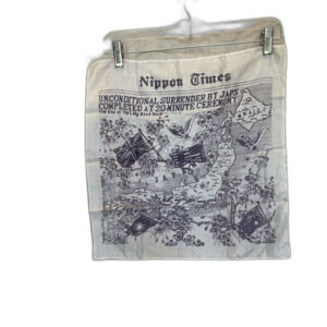 1945 Surrender of Japan Silk Map Handkerchief - Nippon Times